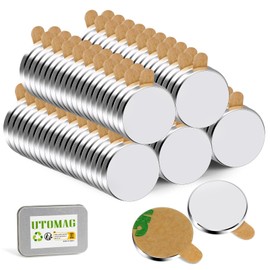 UTOMAG UTOMAG 100 Stück Selbstklebende Magnete 10x1mm, Neodym Magnete, Mini Klebemagnete, Runde Selbstklebende Powermagnete für Whiteboard, Kühlschrank, Fotos, Basteln, Jalousien