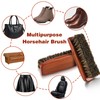 Amabro Pack of 2 horsehair brushes, shoe cleaning brushes, leather