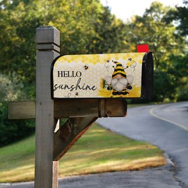 Zifmrtrwn Spring Summer Mailbox Covers Summer Bees Gnomes Letter Box Cove Magnetic Waterproof Mail Wraps for Outdoor Yard Garden Standard Mailbox Decor-21 x18