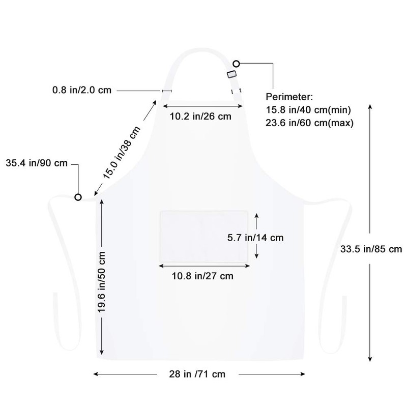Jubatus 4 Pack 100% Cotton Aprons with 2 Pockets Cooking