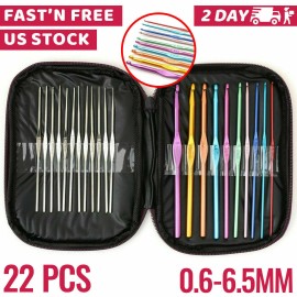 Crochet Hook Set Kit Yarn Knitting Needles Ergonomic Plastic Metal Supplies