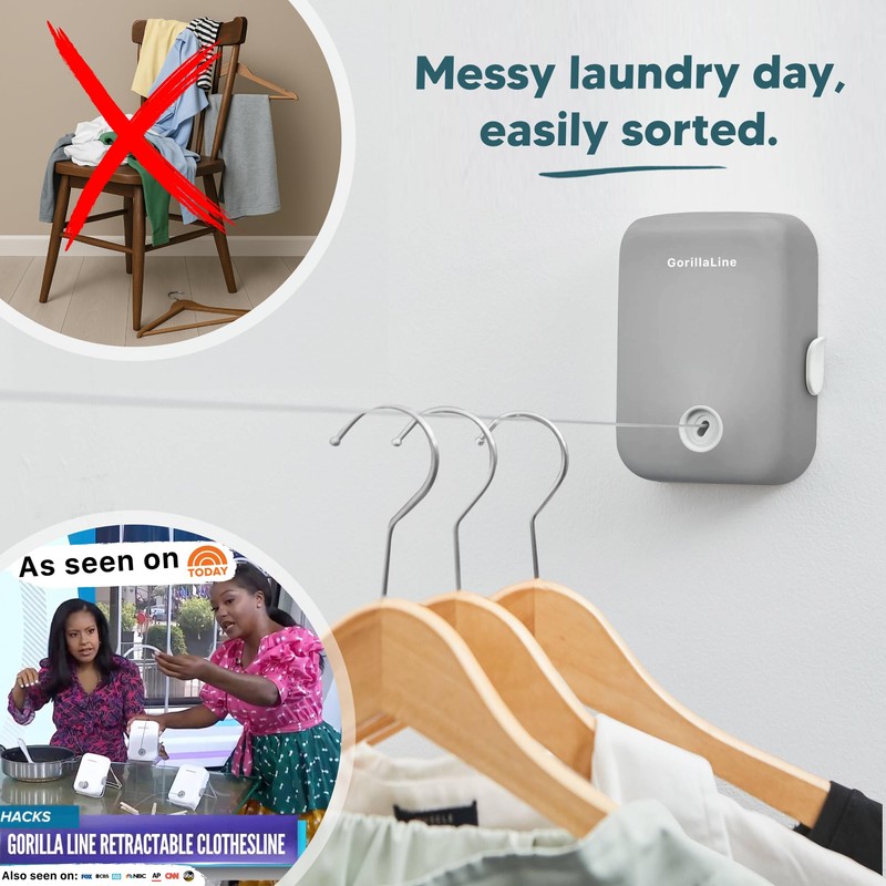 GorillaLine - Retractable Clothesline Indoor Outdoor Clothes Line - Heavy