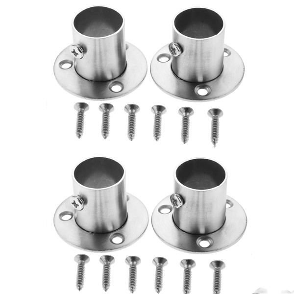 Hicello Stainless Steel Flanges for Wardrobe, Piping, Support and Bracket, Connection Between Pipes, Clothes Rail Holder, 22 mm, Pack of 4