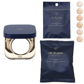 [Set] Shiseido Cre de Poe Beaute cle de peau Beauty Tan Cushion Echra Natural SPF25/PA+++ 0.5 oz (14 g) with Case and Puff Cushion Foundation, Ochre 20 (Stock)