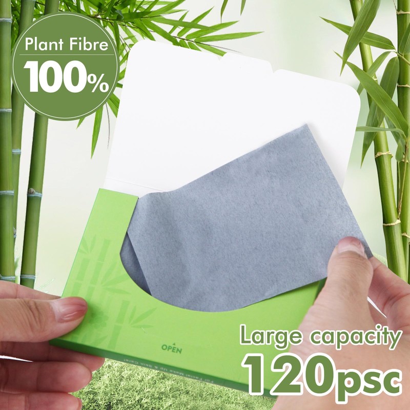Oil Absorbing Sheets with Bamboo Charcoal - 2 Pack (240