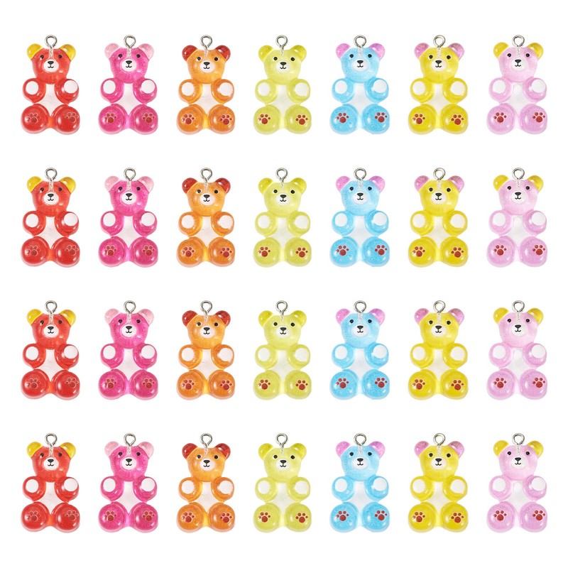 Magibeads 30Pcs Gummy Bear Charms 31x19mm Acrylic Candy Bear Animal