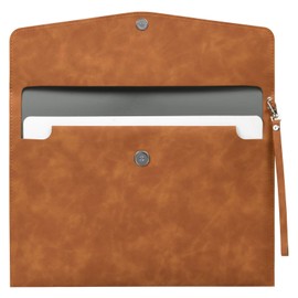 OFFCUP Dokumententasche A4 PU Leder mit Tragegriff Wasserdichte Document Case mit Taschen Erweiterung Dateiordner Dokumentenhalter Organizer für Papier Schreibwaren und Tablet-PC Hülle -Braun