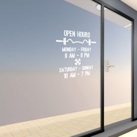 Open Hours - Gym Vinyl Sticker Decal - Open Closed Door Vinyl Decal - Gym Working Hours Decal - Operating Hours of Company Window Decal - Gym Schedule Vinyl Decal Door 22x23
