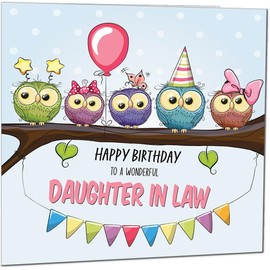 Cute Daughter in Law Birthday Card Cute Birds in Tree - Adorable Birthday Cards for Daughter in Law