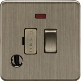 Knightsbridge 13A Switched Fused Spur with Neon and Flex Outlet - Antique Brass