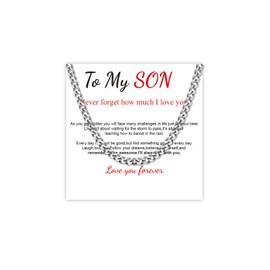 To My Son Necklace from Mom Son Gifts from Dad Jewelry Gifts for Son Punk Cuban Chain Link Necklace for Son Birthday Graduation Christmas Gifts (To My Son Necklace)