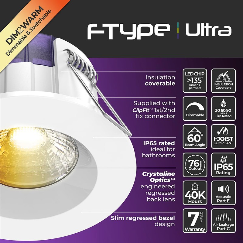 Luceco FType Regressed Ultra Downlight Power Change and Colour Change
