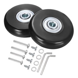 sourcing map Luggage Wheels Replacement 51 x 14 mm/2" x 0.6" Rubber Swivel Caster Bearing Wheels Repair Kits for Suitcase Inline Outdoor Skate, Black 1Set