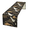 Crane Table Runner, Vintage Luxury Black Golden Asian Japanese Abstract