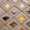 Hominter 5-Sheets Glass Resin Backsplash Tile Brown Grid Mosaic Window