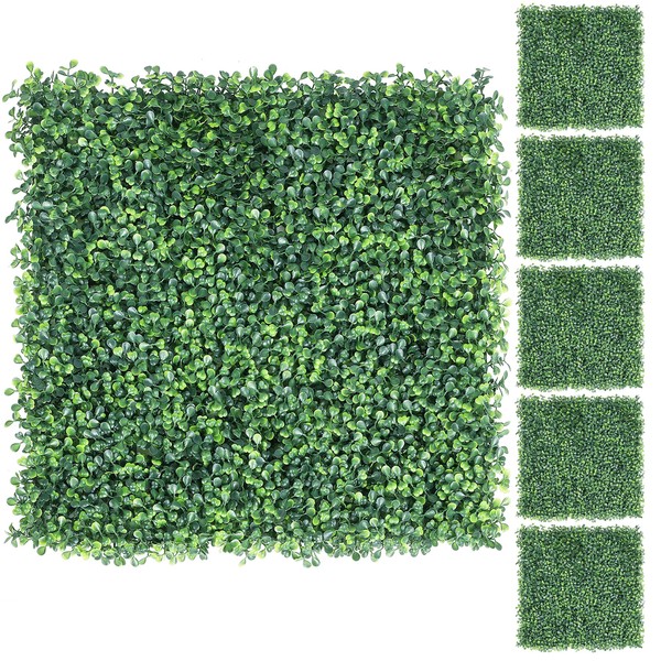 Yaheetech 12Pcs Artificial Boxwood Hedge Wall Panels Greenery Topiary Hedge Plant Privacy Hedge Screen UV Protected for Garden,Home,Fence,Backyard and Décor 20 x 20 inch Green
