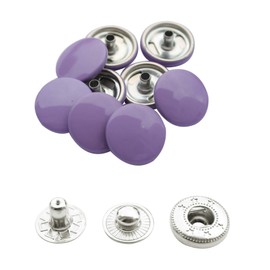 Trimming Shop Pack of 10 4-Part Press Studs Silver - 15mm Snap Spring Fasteners Lilac Purple