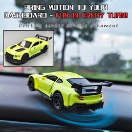 Cowenhey Alloy Car Model Drifting Spin Ornament, Cars Spin Dashboard Decoration, Sports Car Model That Can Sway Dynamic Interior Dash Ornament, Vehicle Turn and Follow Drift (Yellow)