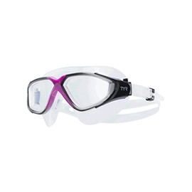 TYR Rogue Femme Swim Mask Adult Fit, Clear/Purple/Grey