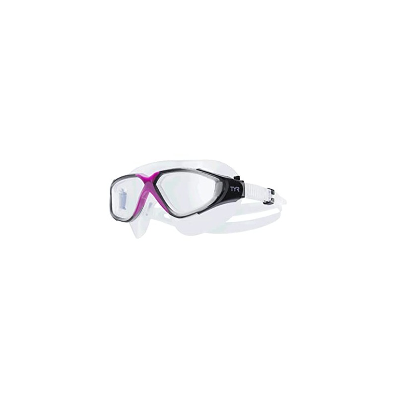 TYR Rogue Femme Swim Mask Adult Fit, Clear/Purple/Grey