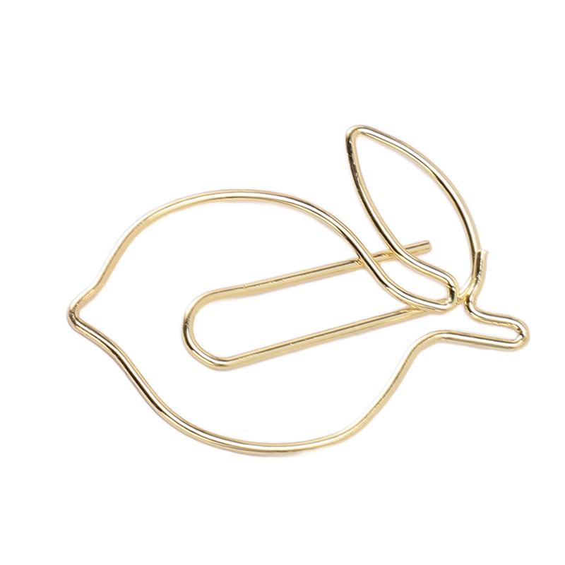 100 Pcs Paper Clip Gold Cute Lemon Shaped Bookmark Clips