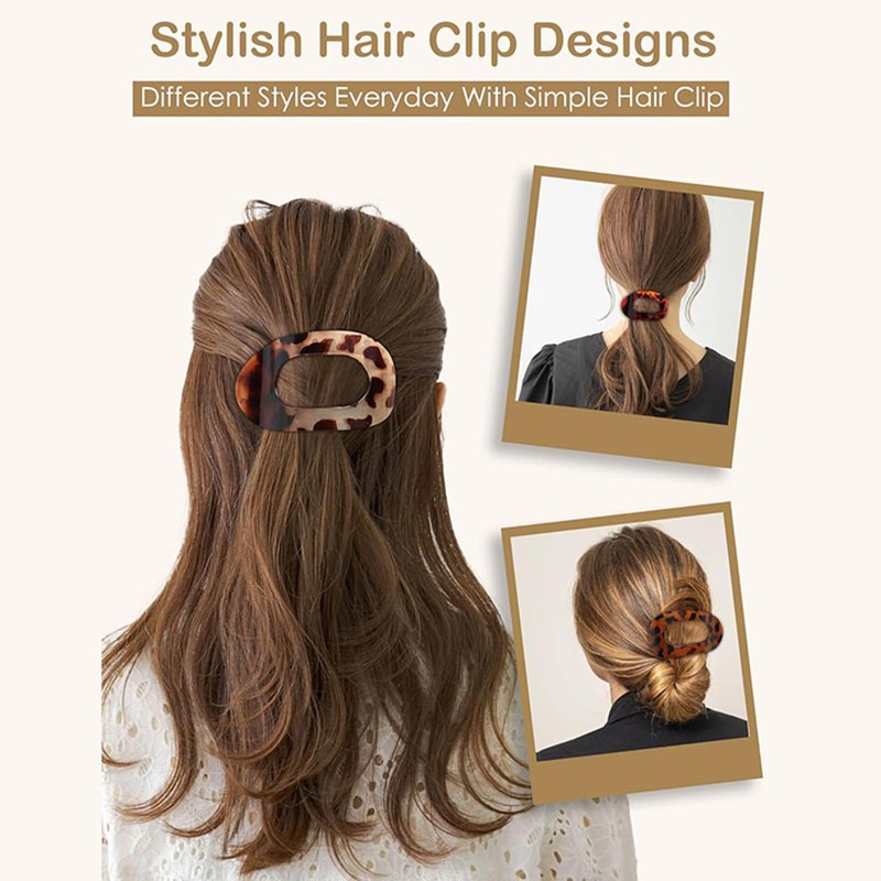 6 Stück Haarklammern Damen, Flache Ovale Haarklammer, Französisches Haarspangen, Leopardenmuster,
