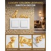 2 Pack 3D Resin Gold Cheetah Light Switch Wall Decor