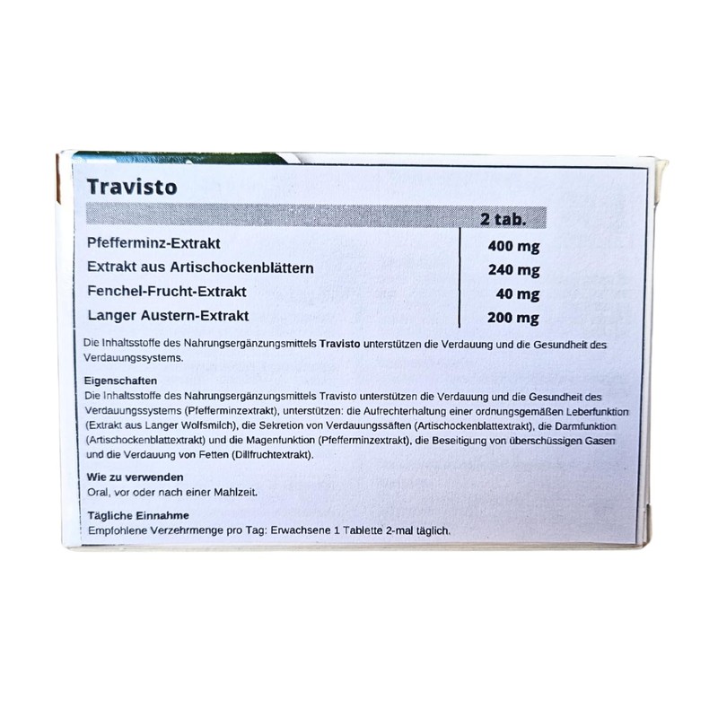 Travisto Digestion of Fat Digestive System Abdominal Pain 30 Tablets