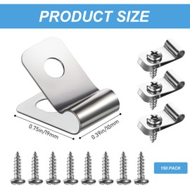 Wire Fence Clips Wire Mesh Clips, 150Pcs Agricultural Fencing Mounting Clips, Stainless Steel Screw Wire Clamps with Screwsfor Welded Wire to Wood, Metal or Vinyl Fence