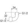 SANEI G1/2 JT204-13 Benri Can Elbow with Nut Rotary Bag Nut with Gasket