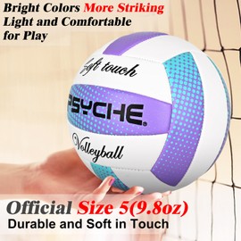 Wuzfully Volleyball Children's Soft Touch Lightweight Beach Volleyball for Indoor Outdoor Indoor Outdoor Beach Ball Size 5 Purple
