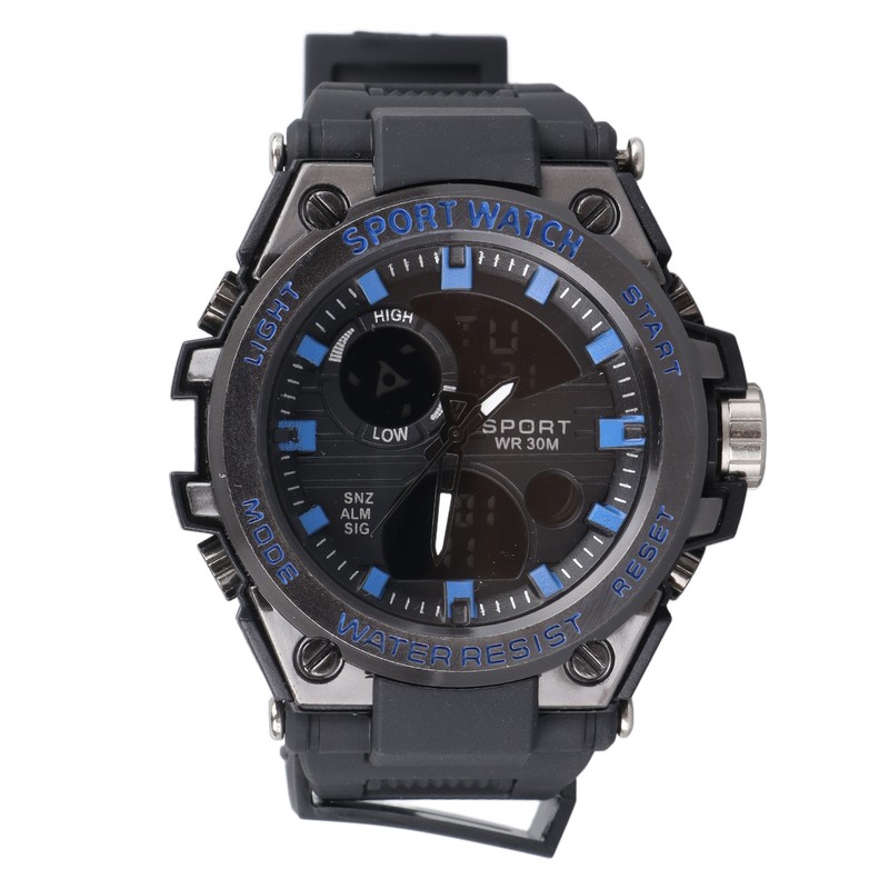 Waterproof Wristwatch Transparent Cover LED Luminous Wristwatch for Gentlemen Black