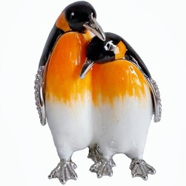 ARGENT FOREST Penguin Figurine HingedTrinket Boxes Penguin Couple Decorative Jewelry Box Jewelry Ring Box Earrings Organizer Home Decor and Gift