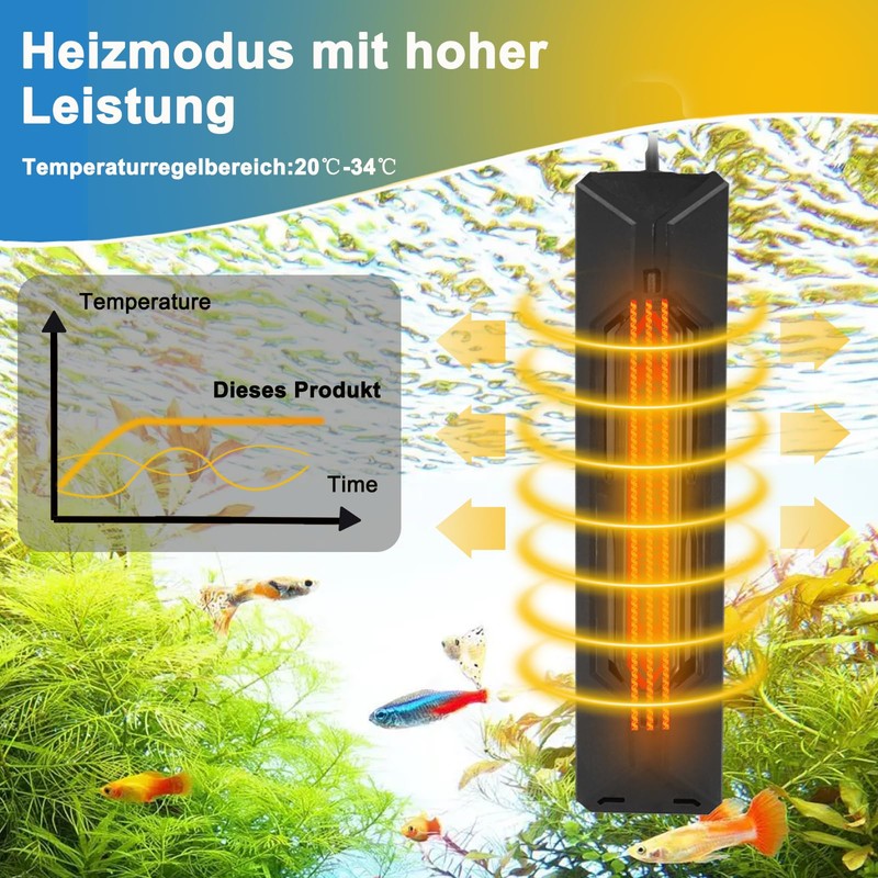 Aquarium Heater, 500 W Heating Rod Aquarium with Adjustable Temperature,