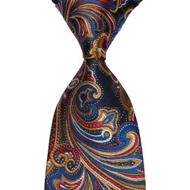 New Classic Paisley Dark Blue Brown JACQUARD WOVEN Silk Men's Tie Necktie