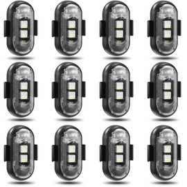 Suacopzar 12PCS Wireless LED Lights for Car, Wireless LED Strobe Lights with Remote Control, 8 Colors IP65 Waterproof USB High Brightness Anti-Collision for Car Motorcycle Truck Drone RC Aircraft Bike