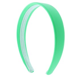 Motique Accessories Neon Green 1 Inch Wide Leather Like Headband Solid Hair band
