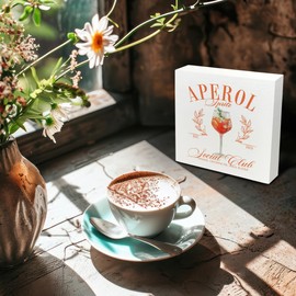 Kneaotoaji Aperol Spritz Bar Wooden Sign - Aperol Spritz Gift, Aperol Spritz Decor, Bar Signs for Home Bar, Bar Cart Decor, Aperol Spritz Wooden Box Sign for Home Shelf Desk Table 5x5 Inch