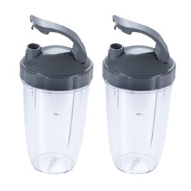 DRELD 2 Pack 24oz Cups with Flip Top to-Go Lid Compatible with Nutribullet 600W 900W Blender Juicer (24oz)