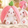 Kawaii Transforming Fruit Bunny Plush Toy, Strawberry and Carrot Rabbit