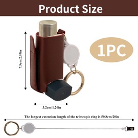 SHFGYG PU Leather Asthma Inhaler Holder Keychain Retractable Clip, Portable Lightweight Inhaler Case, Travel Handy, Holder Only (Wine Red)