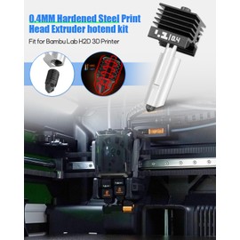 0.4MM Hardened Steel Print Head Extruder Hotend Kit Fit for Bambu Lab H2D/H2D 3D Printer, Not for A1 Series