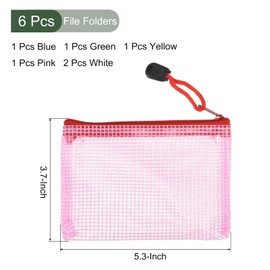 YOKIVE 6 Pack Mesh Zipper Bags, B8 Mesh File Pockets | Plastic Document Pouch, Great for Office Appliances Travel Storage(Multicolor)