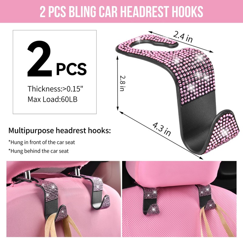 CAR PASS 11 PCS Bling Car Accessories Set for Women,