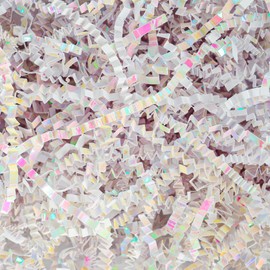 Uptotop 1/2LB Crinkle Cut Paper Shred Filler for Gift Wrapping Basket Filling, Birthday, Christmas, Thanksgiving, Wedding, Mother's Day (Diamond White)