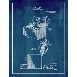 Cigar Humidor Patent Print Midnight Blue with Border (5" x 7") M15717