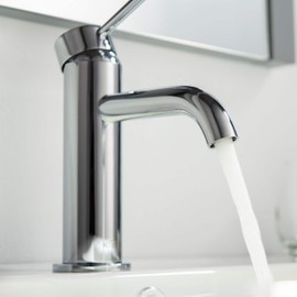 KIBI Single Handle Circular Faucet for Bathroom Sink with Pop Up Drain | Solid Brass High Arc Faucet Spout (Chrome) (KBF1008)