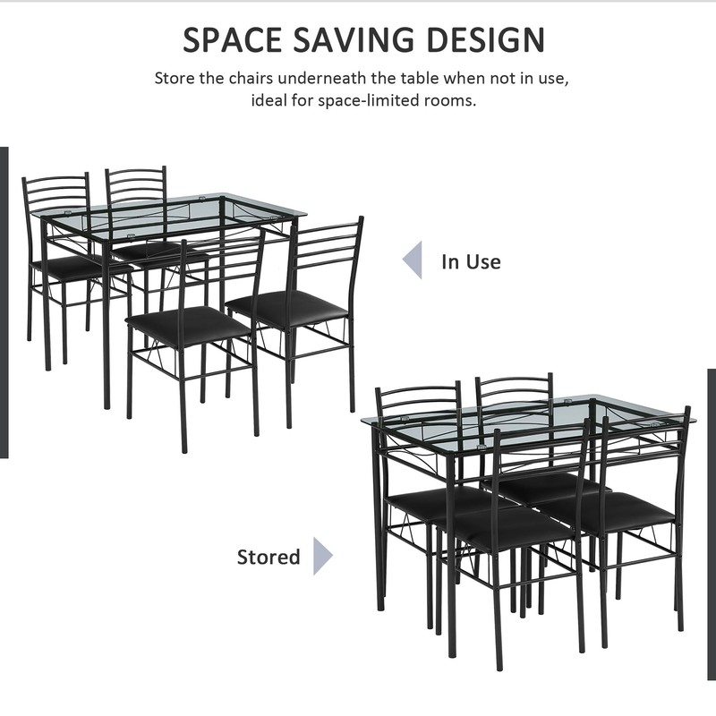 VECELO Kitchen Dining Table and Chairs Set for 4, PU