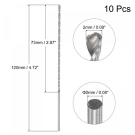 uxcell 10 Pcs 2mm Mini Micro Twist Drill Bits, High-Speed Steel Straight Shank Extra Long Drill Bit 120mm for Aluminum Alloy