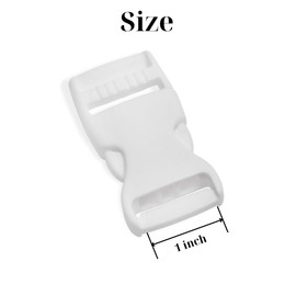 4 Pcs White Buckles for Straps 1 inch Plastic Belt Buckle 25mm Dual Adjustable No Sewing Quick Side Release Plastic Buckle Clips for Backpack Outdoor Paracord Bracelets Pet Collar Craft Accessory